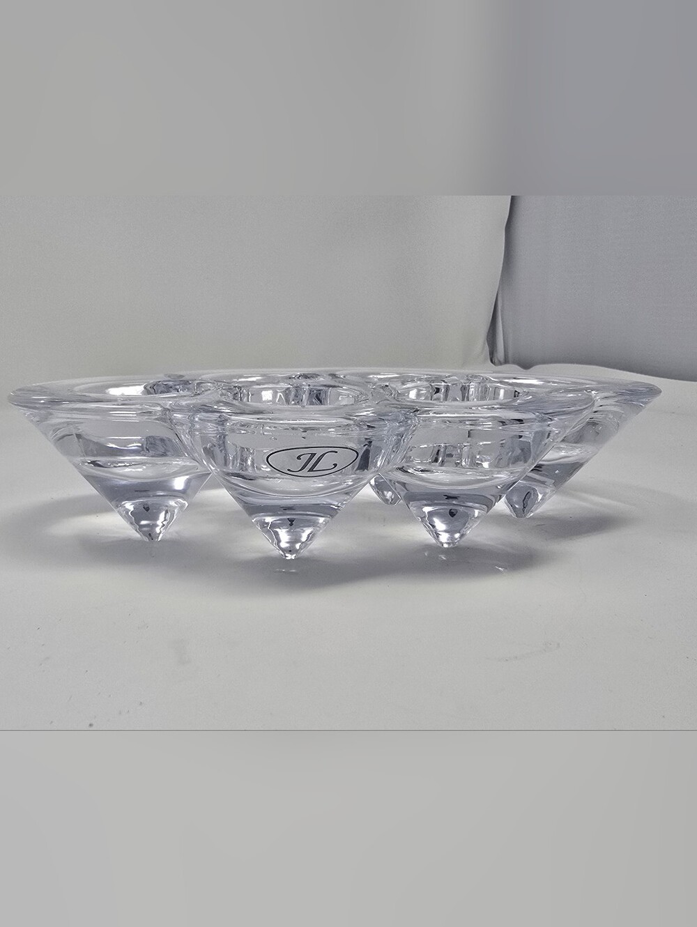 JL JOHN LEWIS Crystal 6 Point Tea Light Votive Candle Holder Vintage with Label
